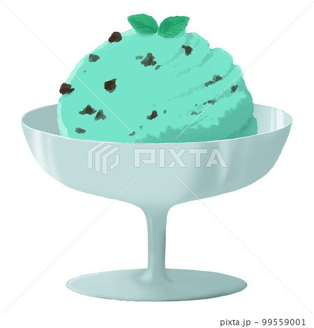 チョコミントアイスのベクターイラスト素材　白背景透過　水彩 99559001