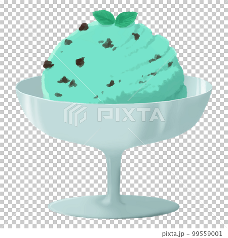 チョコミントアイスのベクターイラスト素材　白背景透過　水彩 99559001