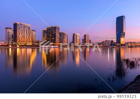 Modern contemporary acrhitecture district Belgrade Waterfront on river Sava, Belgrade, Serbia Modern contemporary acrhitecture district Belgrade Waterfront on river Sava, Belgrade, Serbia 99559123