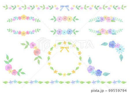 手描き花のフレームセット(水彩風ベクター) 手描き花のフレームセット(水彩風ベクター) 99559794