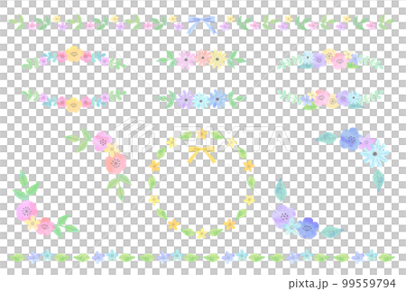 手描き花のフレームセット(水彩風ベクター) 手描き花のフレームセット(水彩風ベクター) 99559794