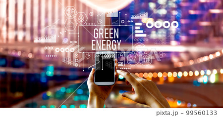 Green Energy concept with big city at night 99560133