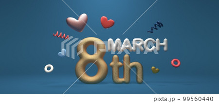 International Women's Day theme with hearts - 3D 99560440