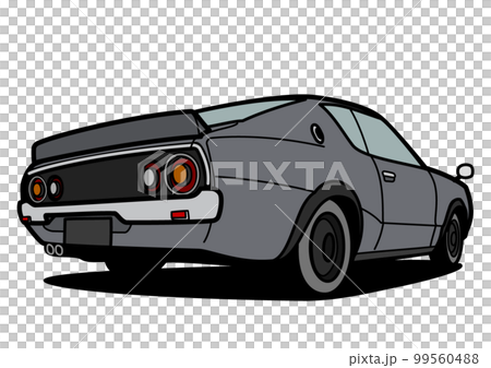 懷舊國產運動轎跑車後視灰車插畫 99560488