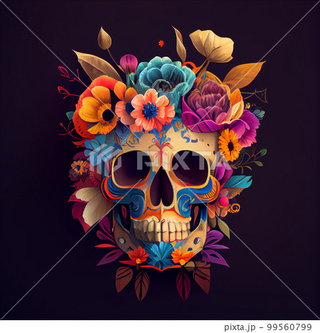 High contrast image of sugar skull used for dia de los muertos day of the dead celebration. High contrast image of sugar skull used for dia de los muertos day of the dead celebration. 99560799