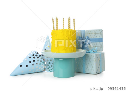 Concept of Happy Birthday, Happy Birthday cake, isolated on white background 99561456