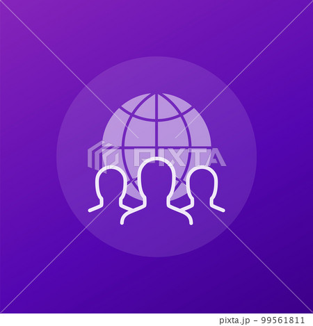 outsourcing icon, people and a globe outsourcing icon, people and a globe 99561811