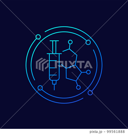 hormone therapy line icon with a syringe, vector hormone therapy line icon with a syringe, vector 99561888