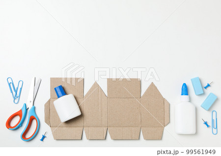 Concept of different office stationery with glue Concept of different office stationery with glue 99561949