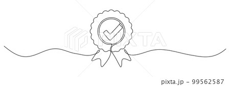 Award badge continuous line art drawn. Award badge continuous line art drawn. 99562587