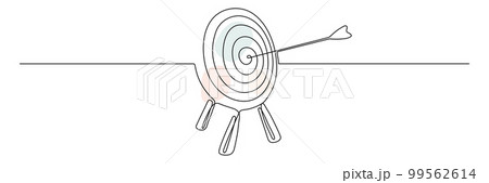 Target with arrow continuous line drawing. Target with arrow continuous line drawing. 99562614