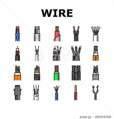 wire cable technology connection icons set vector 99564069