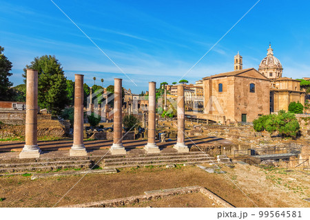 Landmarks of the Roman forum remains, Italy 99564581
