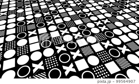 Black and white repeating pattern of geometric shapes abstract background Black and white repeating pattern of geometric shapes abstract background 99564907