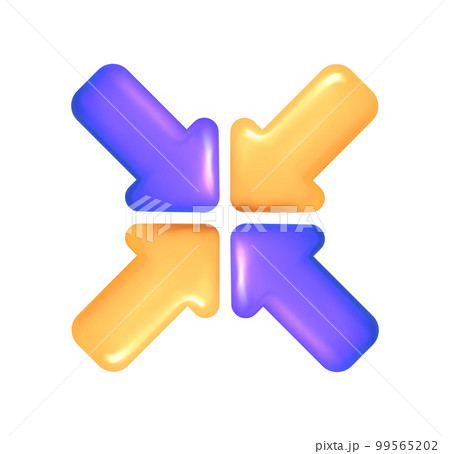 3d icon vector mesh group of arrows pointing towards the center. Target designation. Show main object or target. Banner template delivery of goods 99565202