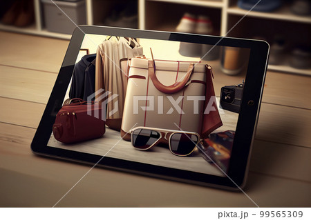 Shopping for clothes online. 99565309