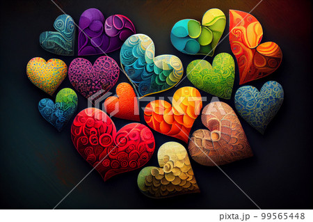 Heart pillow made of patchwork fabric 99565448