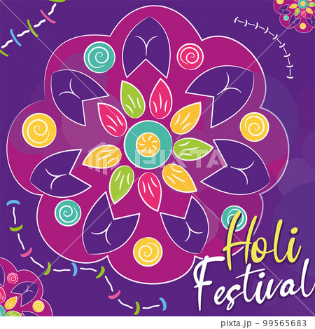 Colored holi festival poster with mandala Vector 99565683