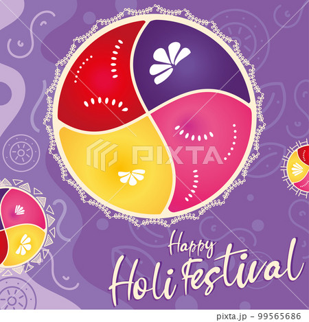 Colored holi festival poster with a roulette Vector 99565686