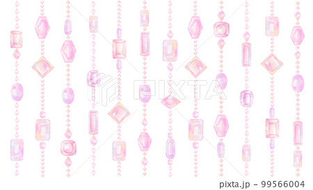 宝石のチェーンが並ぶキラキラの水彩イラスト。 99566004