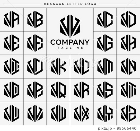 Modern hexagon VV V letter logo design vector set. Modern hexagon VV V letter logo design vector set. 99566440