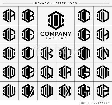 Modern hexagon II I letter logo design vector set 99566442