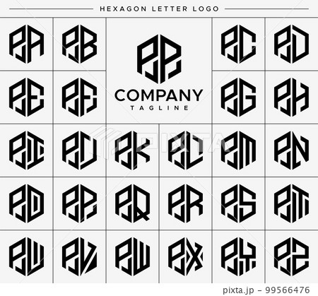 Modern hexagon PP P letter logo design vector set 99566476