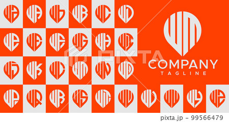 Modern pin point letter WM W logo design vector. Modern pin point letter WM W logo design vector. 99566479