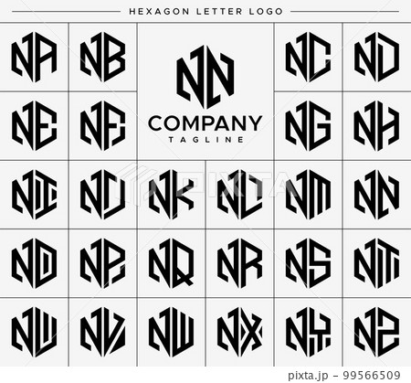 Modern hexagon NN N letter logo design vector set Modern hexagon NN N letter logo design vector set 99566509