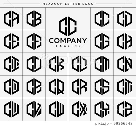 Modern hexagon CC C letter logo design vector set Modern hexagon CC C letter logo design vector set 99566548