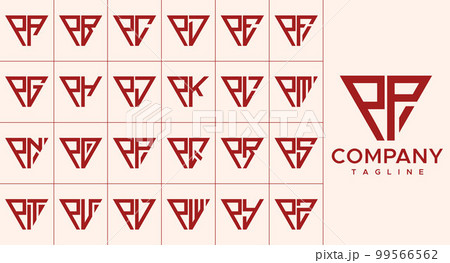 Set of modern line triangle letter P logo design. 99566562