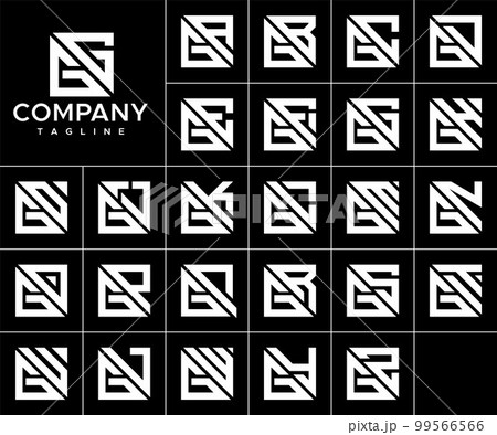Bundle of abstract square G letter logo design 99566566