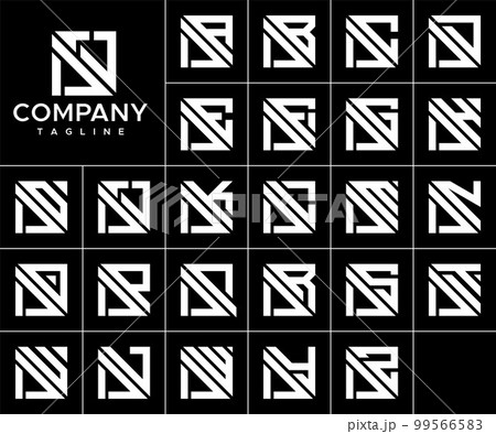 Bundle of abstract square J letter logo design 99566583