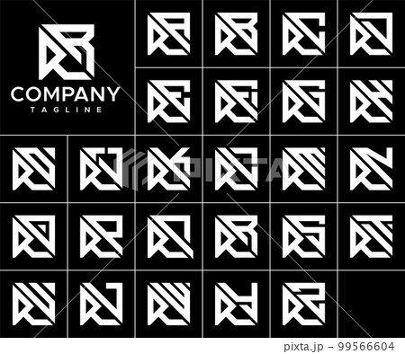 Bundle of abstract square R letter logo design Bundle of abstract square R letter logo design 99566604