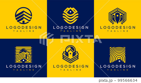 Modern house logo design branding set.  99566634