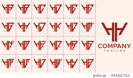 Set of modern triangle letter H logo design. 99566702