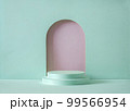 Minimal background mint podium cylinder mockup template for product demonstration and copyspace 99566954