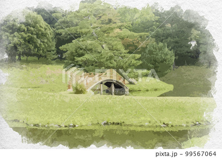 水彩画風 旧大乗院庭園 奈良県奈良市 水彩画風 旧大乗院庭園 奈良県奈良市 99567064