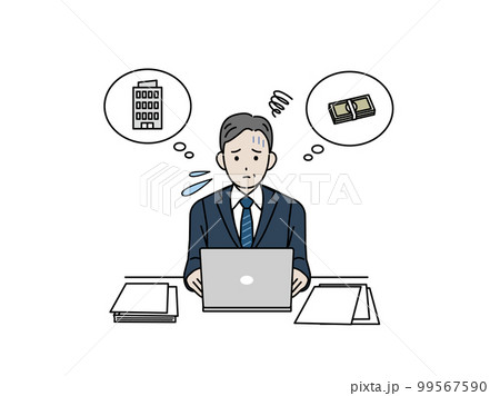 会社の経営がうまくいかない経営者の男性のイラスト 99567590
