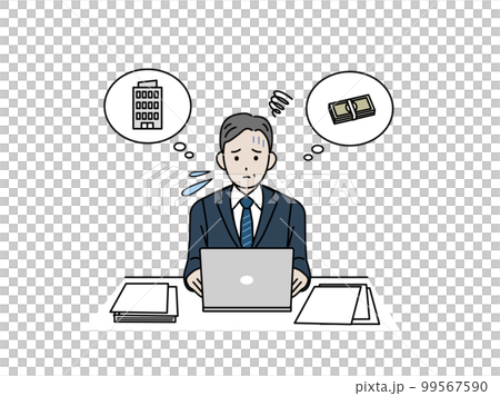 会社の経営がうまくいかない経営者の男性のイラスト 99567590