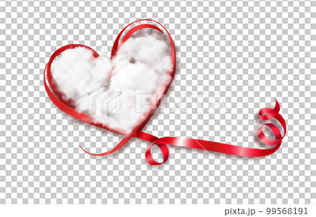 White Cloud and ribbon shape heart on a pink background. Mother's Day background. Vector illustration 99568191