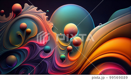 Abstract Colorful Liquid Fluid Background, Generative AI, Illustration, A Multicolored Abstract of Liquid Flow Art, An Energetic and Vivid Abstract Liquid Splash Background, Fluid Symphony 99569889