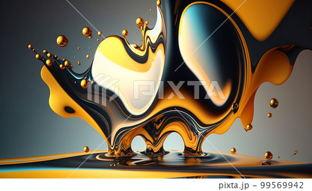 Abstract Colorful Liquid Fluid Background, Generative AI, Illustration, A Multicolored Abstract of Liquid Flow Art, An Energetic and Vivid Abstract Liquid Splash Background, Fluid Symphony 99569942