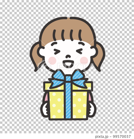一個拿著禮品盒的女孩的插圖 99570037