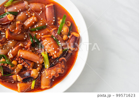 Stir-fried squid or octopus with Korean spicy sauce Stir-fried squid or octopus with Korean spicy sauce 99571623