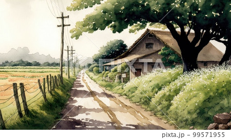 日本の田舎道 Generative AIのイラスト素材 [99571955] - PIXTA