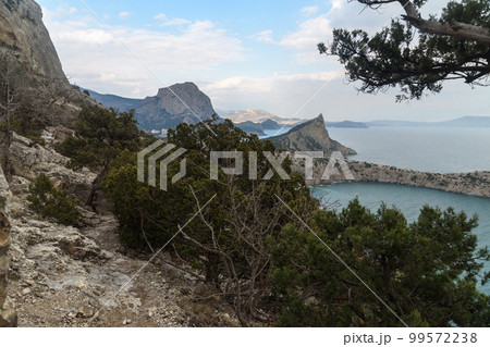 Top view of Mount Koba-Kaya from Karaul-Oba mountain. Crimea 99572238