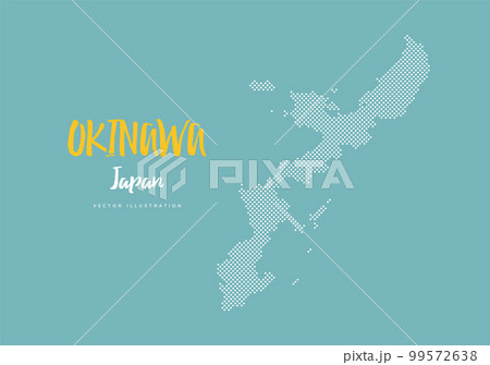 沖縄県 地図 ドット 描画 ベクターイラスト