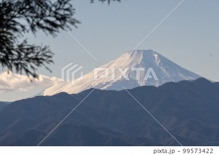 冬の陣馬山から高尾山の登山道から見える富士山 冬の陣馬山から高尾山の登山道から見える富士山 99573422