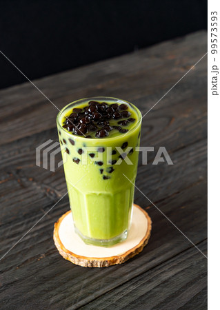 green tea latte with bubble 99573593